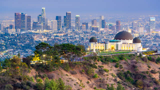 Los Angeles, California, USA downtown skyline from Griffith Park.