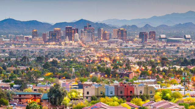 Phoenix, Arizona, USA downtown cityscape at dusk