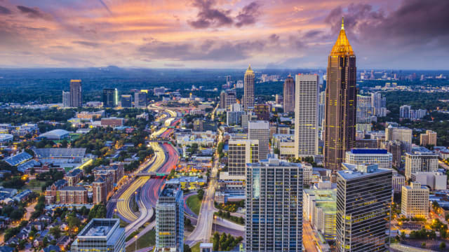  Atlanta, Georgia downtown aerial view.