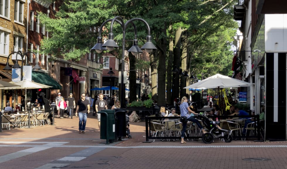 The Downtown Mall in Charlottesville, VA 