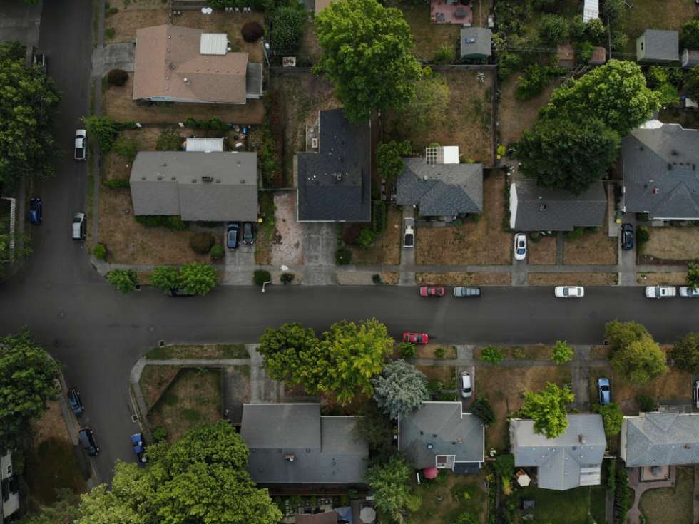 Portland neighborhood from aerial view