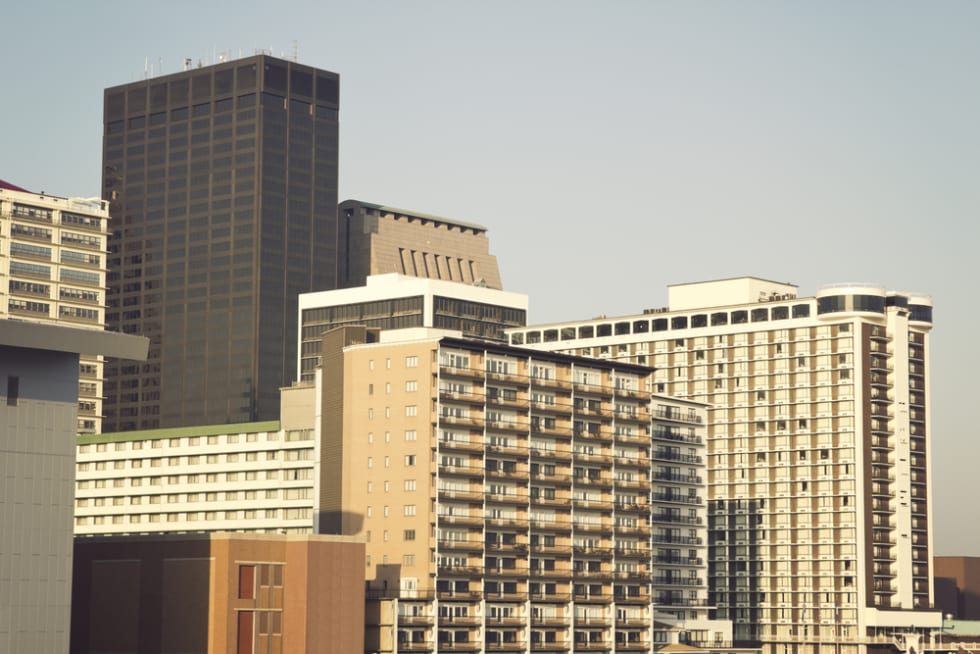 Louisville, Kentucky buildings seen in the morning