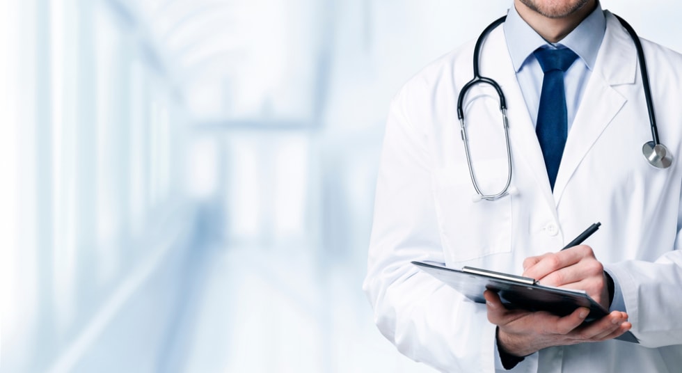 Doctor in hallway corridor