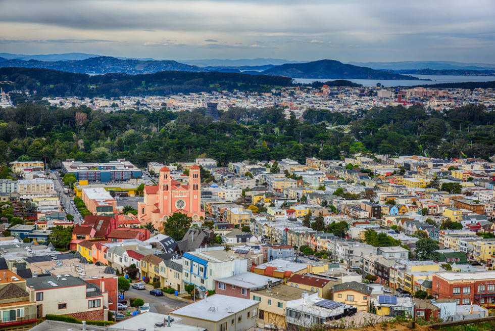  St. Anner Church of Inner Sunset District in San Francisco from Grand View Park