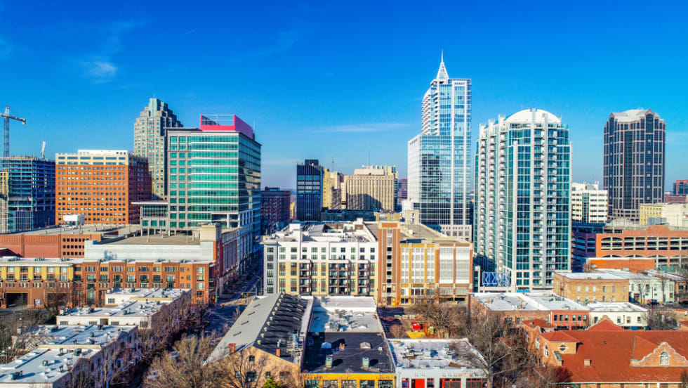  Downtown Raleigh, North Carolina, USA Skyline Aerial