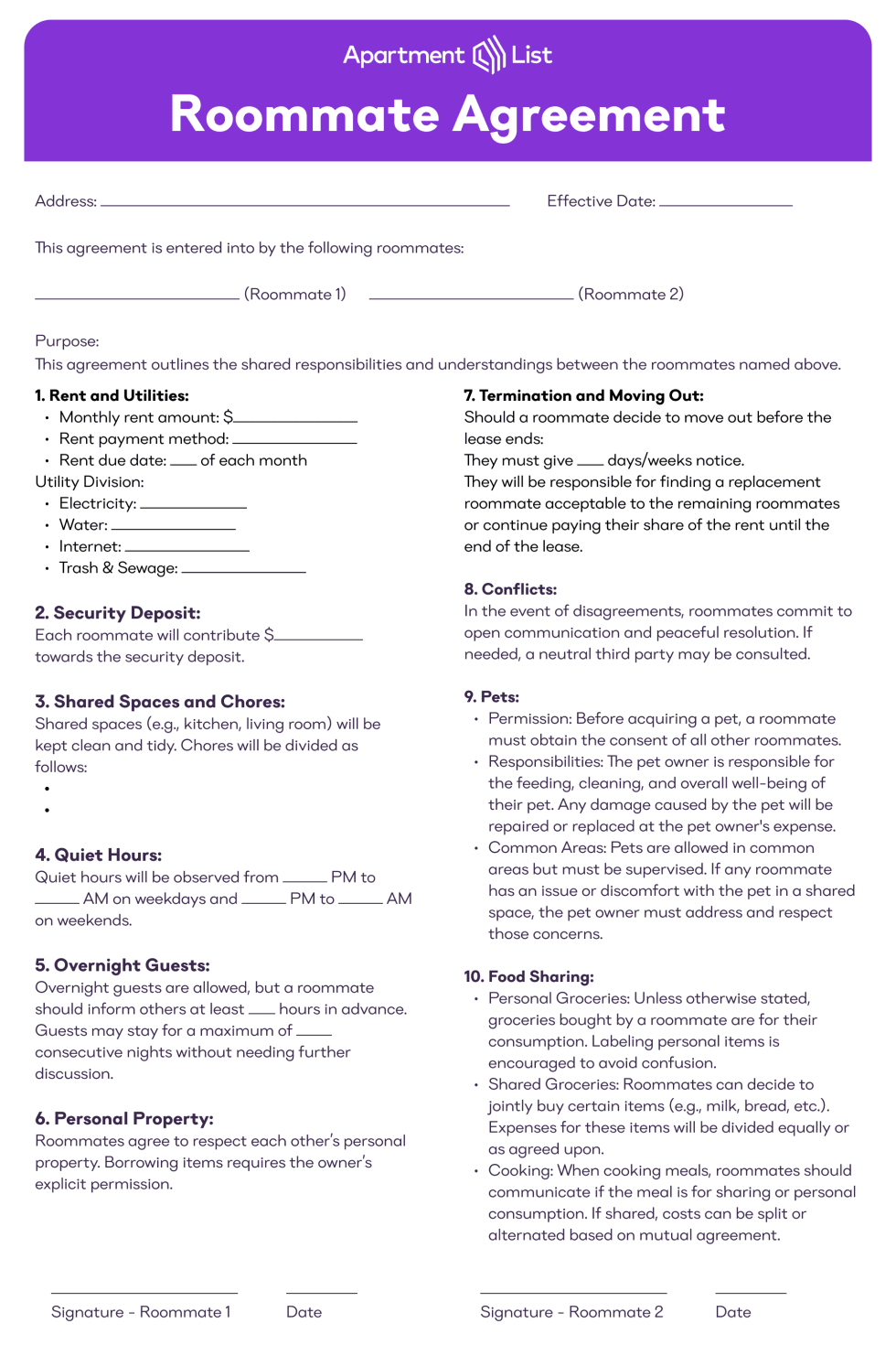 Roommate Agreement