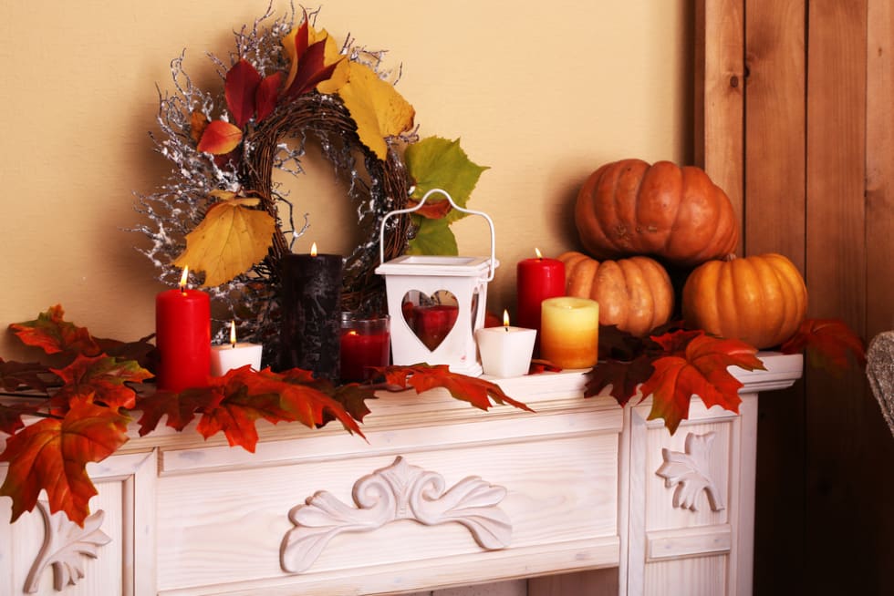 fall fireplace decor