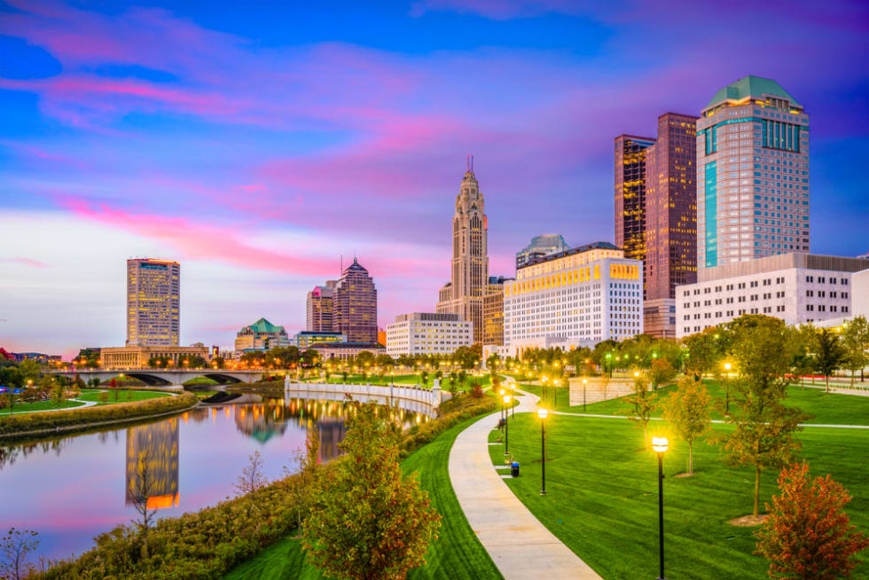 Columbus, Ohio, USA skyline on the Scioto River.