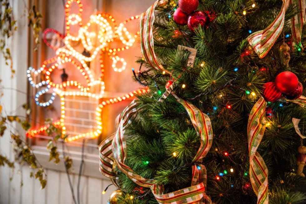 colorful Christmas tree and lights