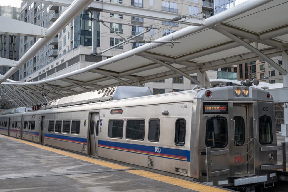 Metro Denver's Regional Transportation District (RTD) test train at Union Station