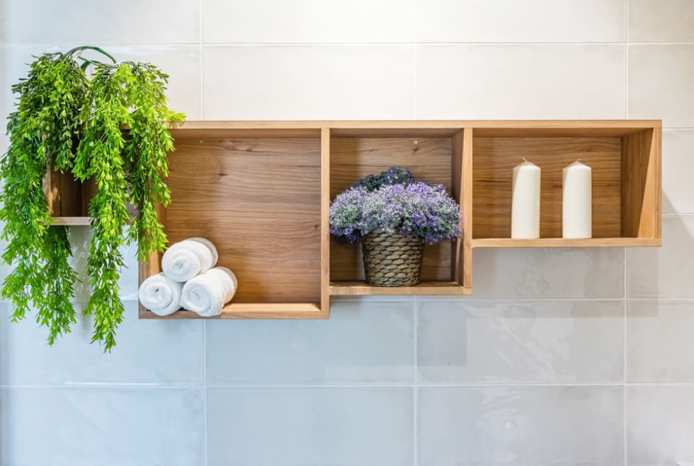 bathroom floating shelves