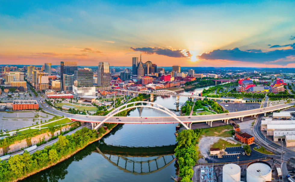 Nashville Tennessee TN Drone Skyline Aerial Panorama