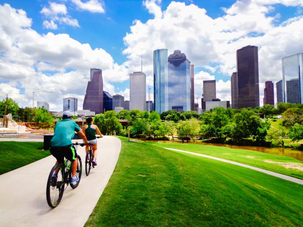 Riding bikes in one of the 7 Most Affordable Houston Neighborhoods for Renters