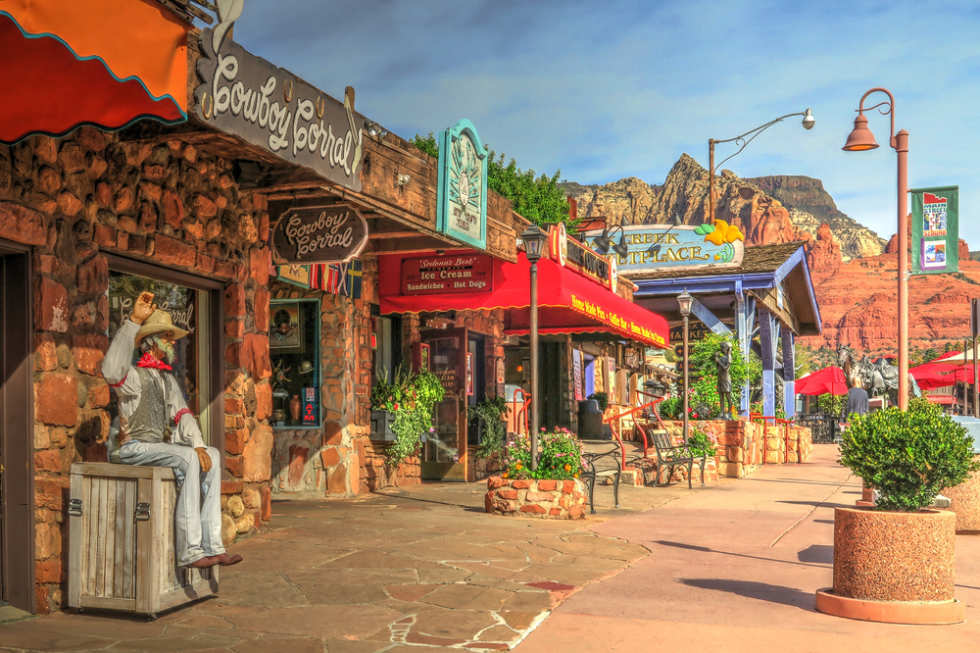 Sedona, Arizona / United States - November 9, 2015: Downtown Tourist Marketplace
