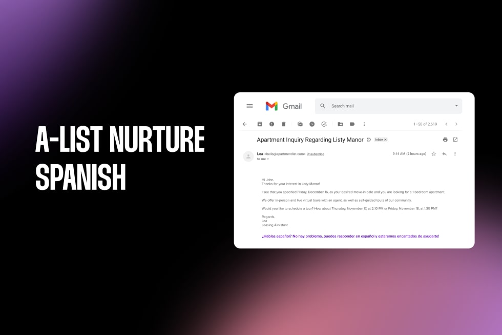 A-List Nurture Spanish for Multilingual Leasing Engagement