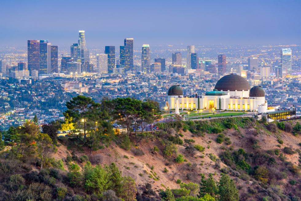 Los Angeles, California, USA downtown skyline from Griffith Park.
