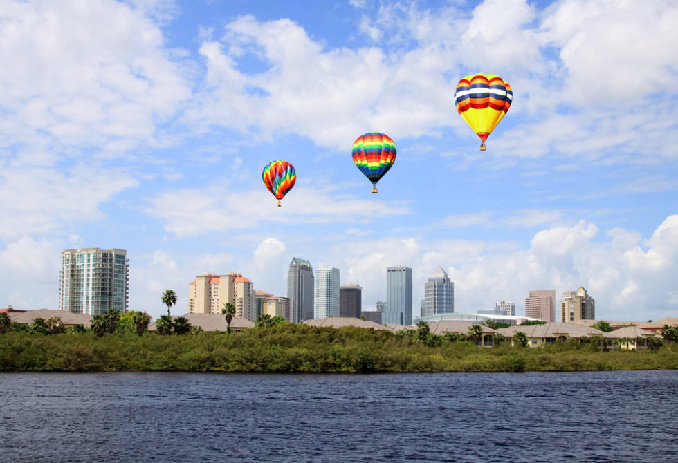  The city skyline of Tampa Florida on a cloudy day