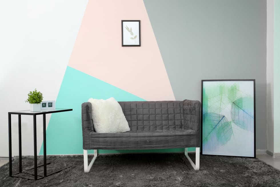 pink and teal painted wall