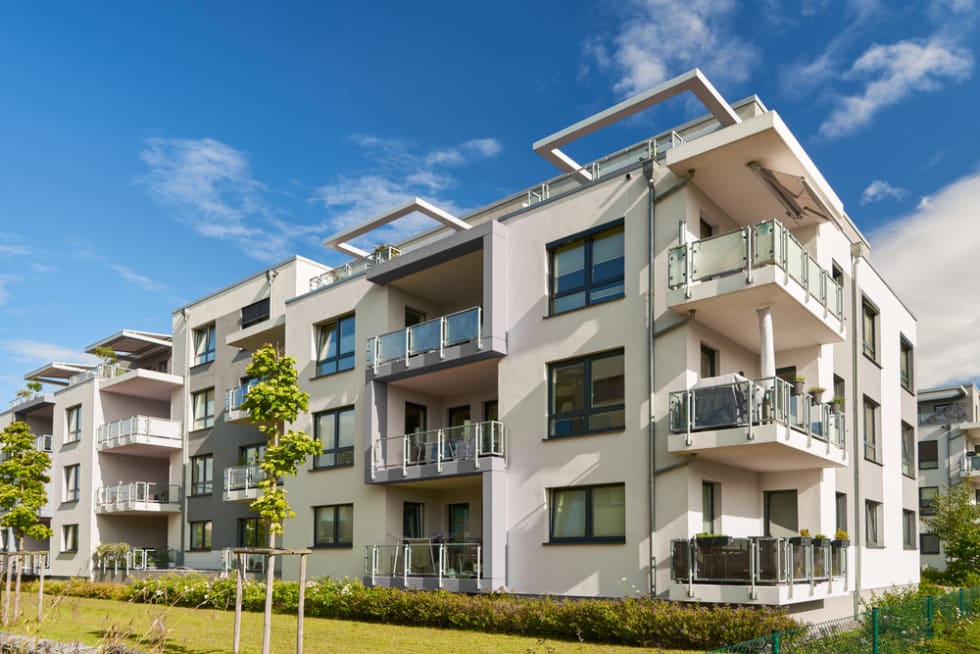 Modern apartment building in the countryside in a residential area of ​​a city