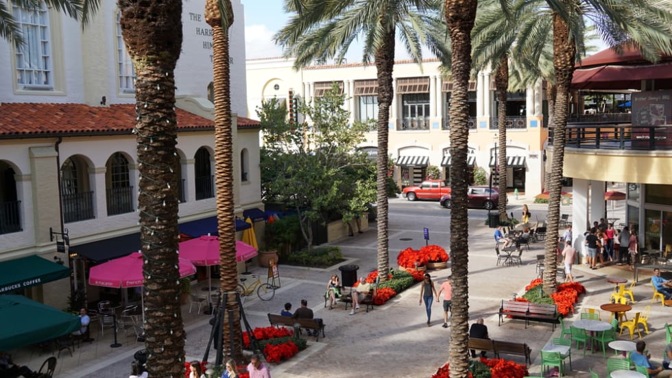 CityPlace in West Palm Beach, Florida, with mixed use apartments