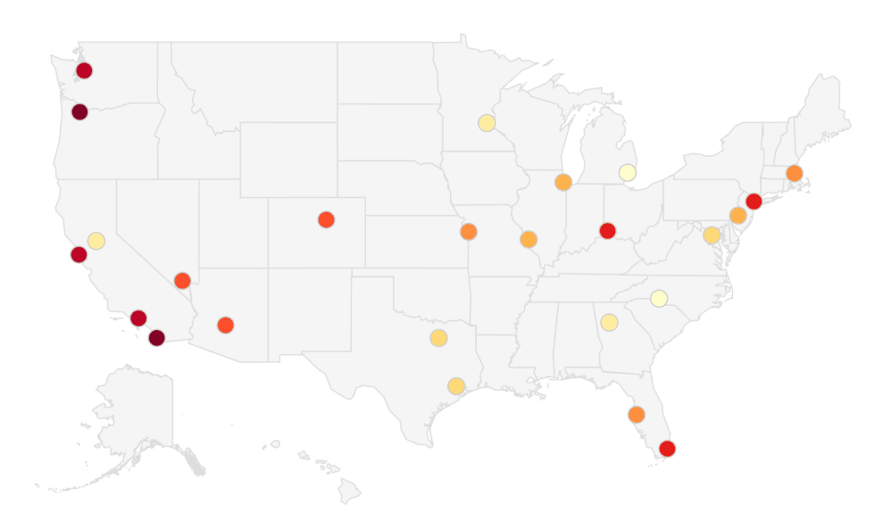 Unaffordable cities for millennnials