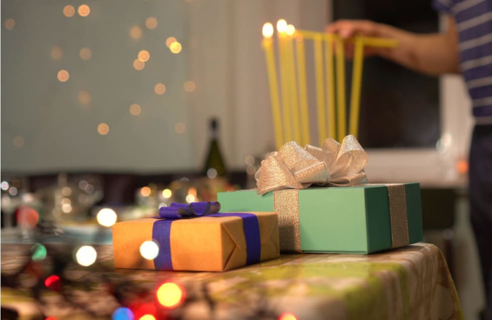 Table set for Hannukah
