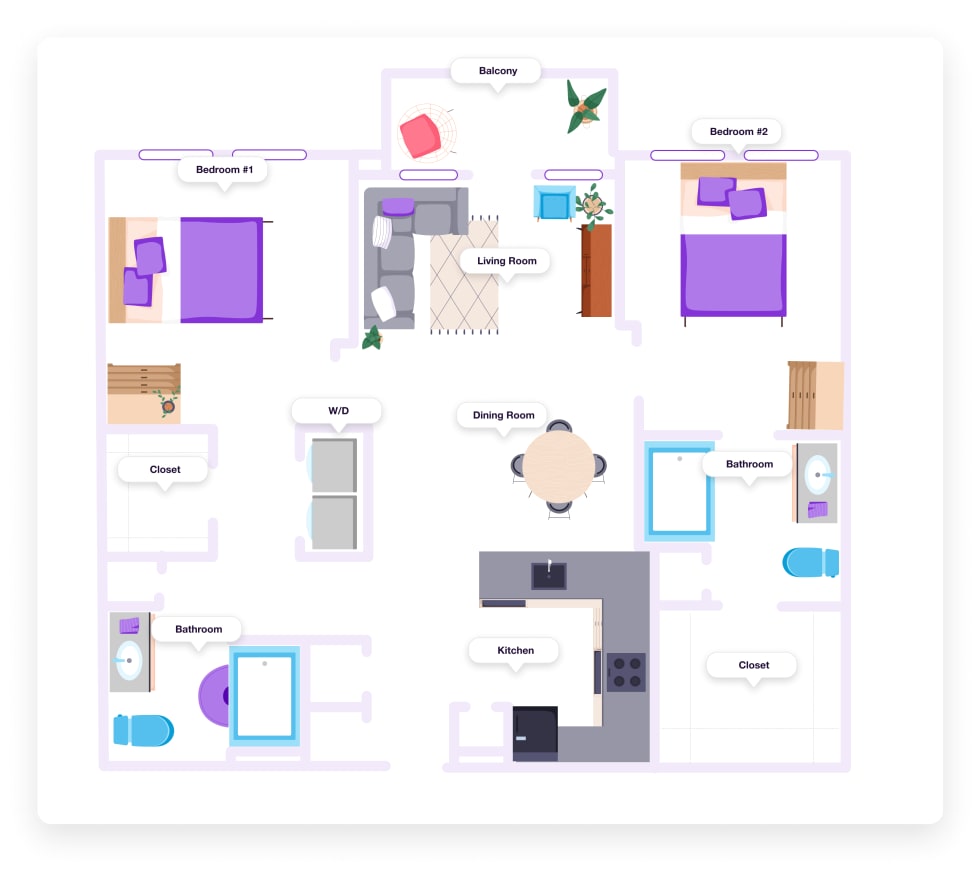 1,000 Square Foot Apartment Layout