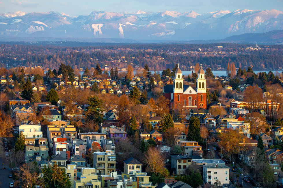 Aerial view of the Capitol Hill district in Seattle, WA