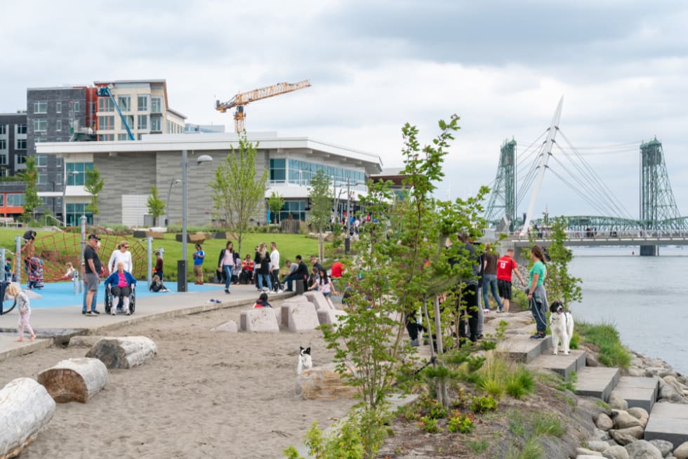 Vancouver, WA - May 27th, 2019 Residents of Vancouver Washington enjoying the new waterfront on Memorial Day