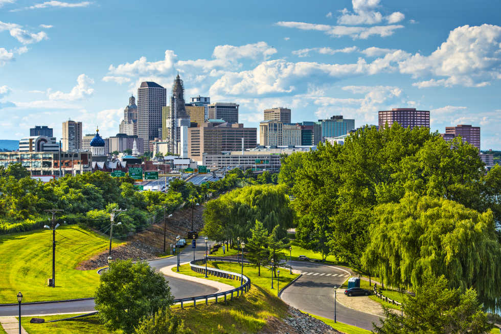 Hartford, Connecticut, USA downtown cityscape.