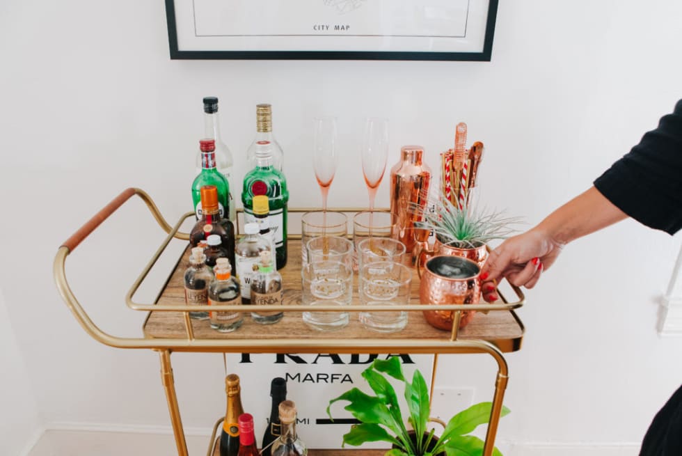 Corner bar cart