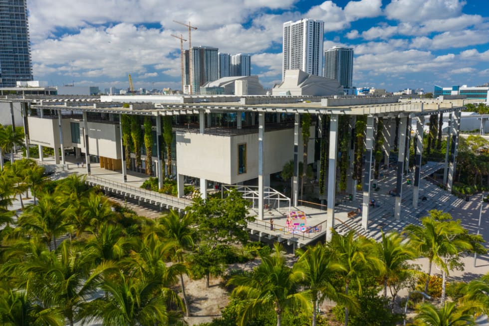 Aerial image of the Perez Museum of Art Downtown Miami