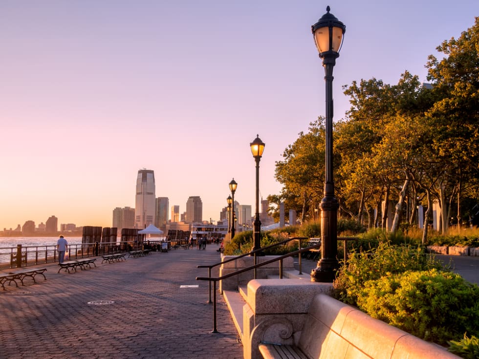  Sunset at Battery Park in New York City
