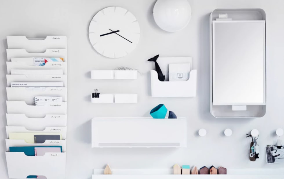 Entryway storage hacks from IKEA using Pluggis containers