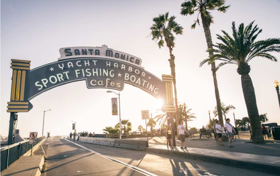 welcoming arch in Santa Monica, California