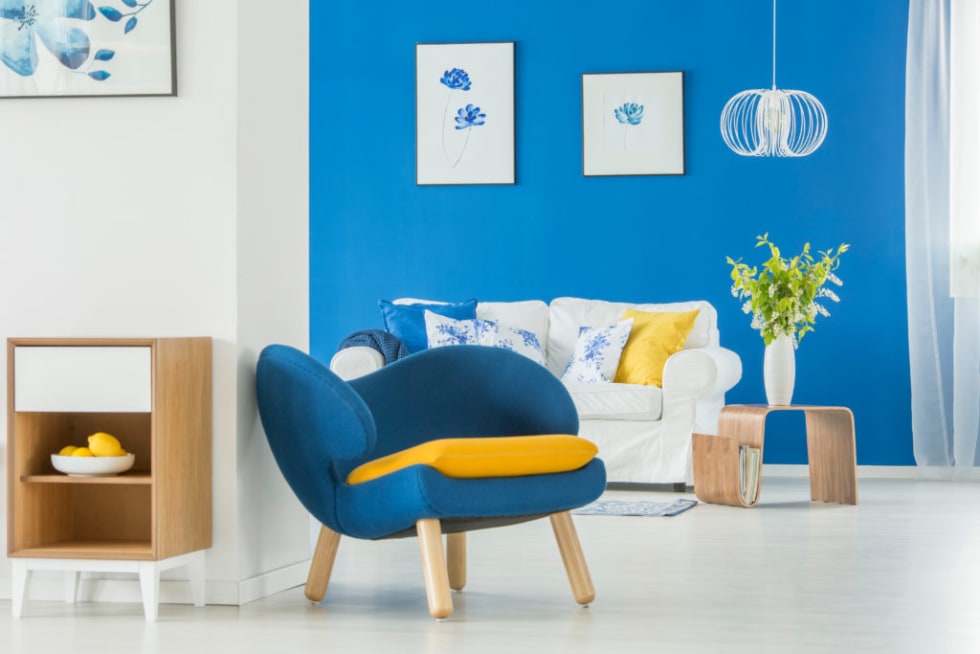 Blue accent wall