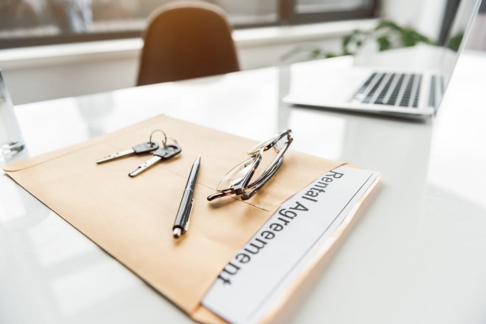 Special papers for realtors on table - rent specials
