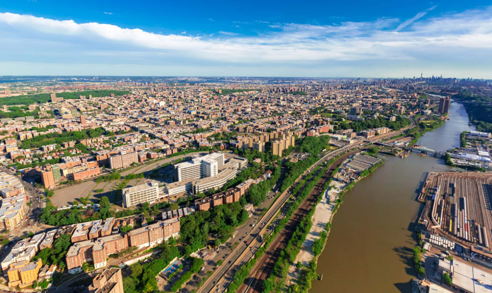 Aerial view of the Bronx, New York City
