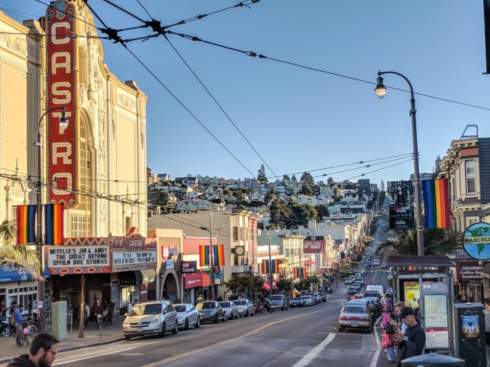 View down Castro Street in San Francisco on a warm November afternoon.