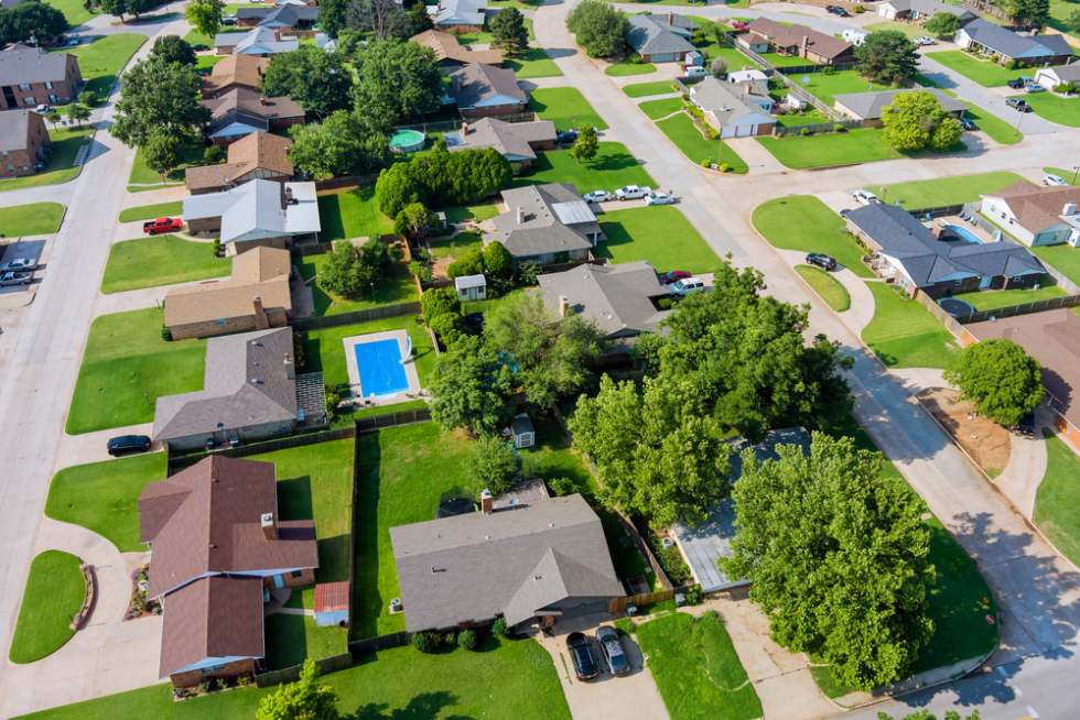 An aerial view of one of the cheapest neighborhoods in Oklahoma City