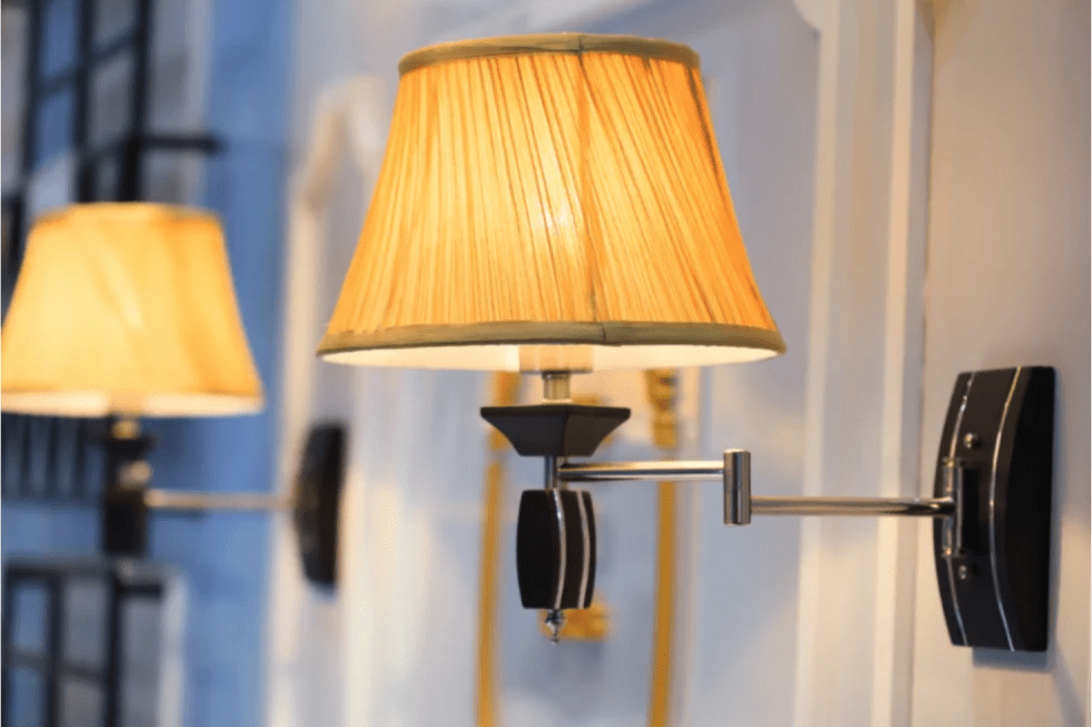 lit wall sconces