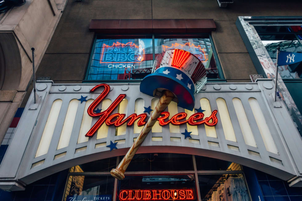 Entrance to Yankee store in New York, Manhattan.