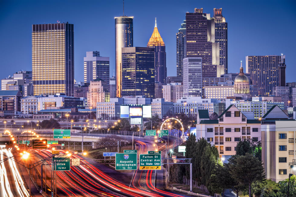 Atlanta, Georgia, USA twilight rush hour - cost of living in atlanta