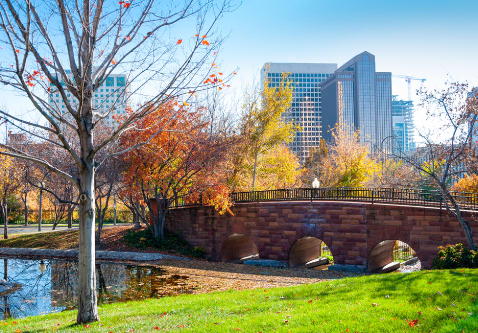 Garden in city, Salt Lake City, Utah, U.S.A.
