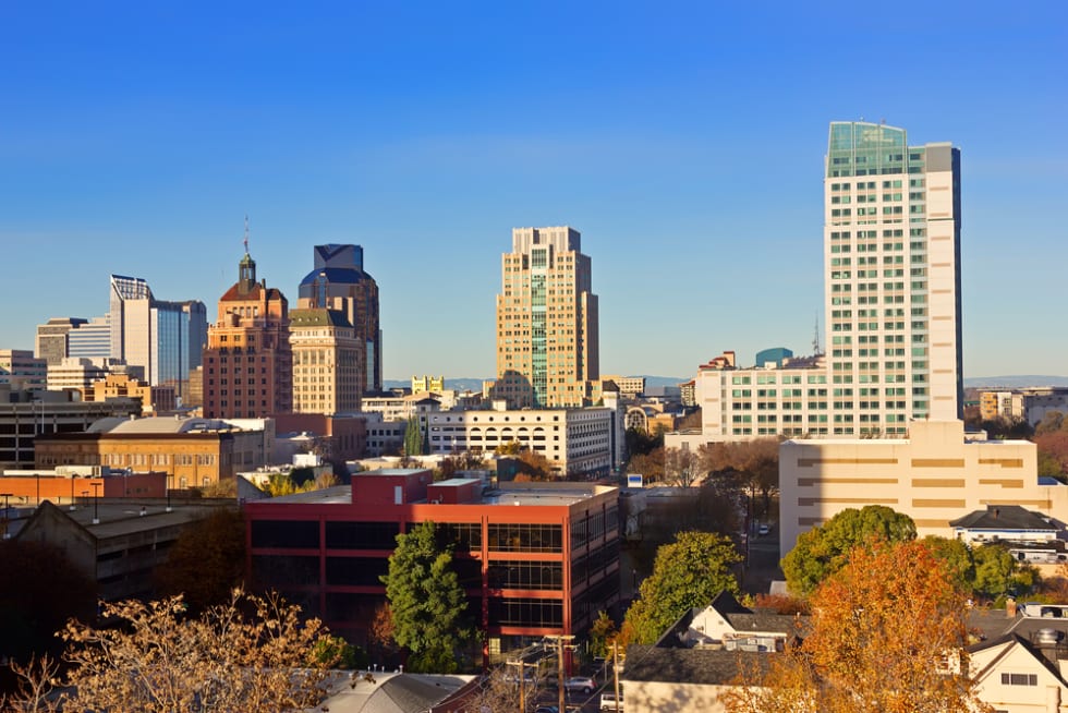 High viewpoint of downtown Sacramento