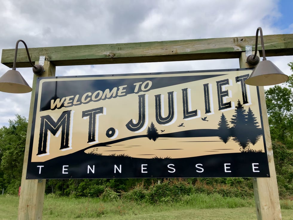 Welcome to Mt. Juliet Tennessee Town Sign - best places to live in Tennessee