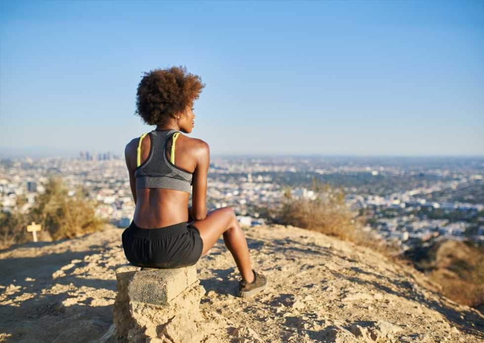 Woman on a Hike in Runyon Canyon in Los Angeles