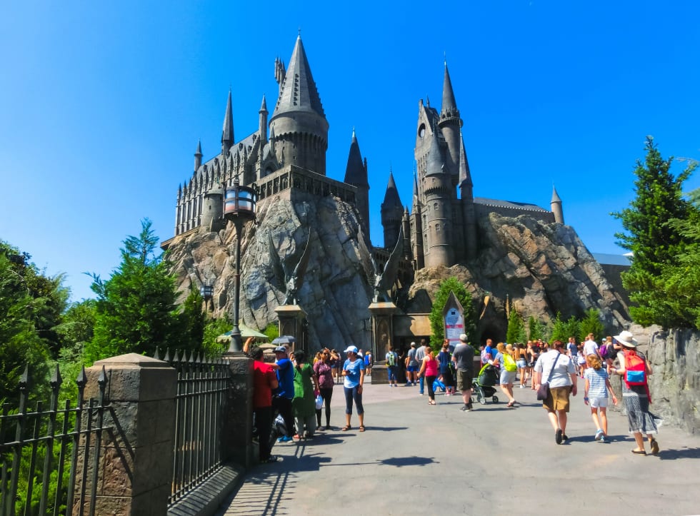 The people going to Hogwarts Castle at The Wizarding World Of Harry Potter in Adventure Island of Universal Studios Orlando - cost of living in Florida