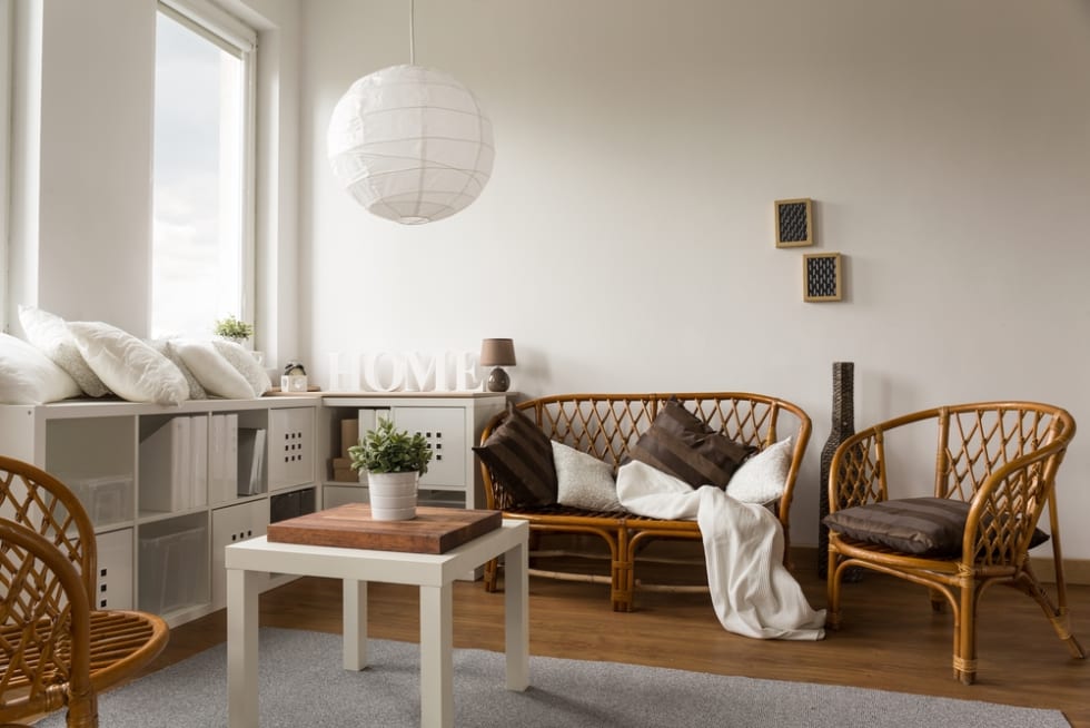 Picture of stylish wicker loveseat and two chairs