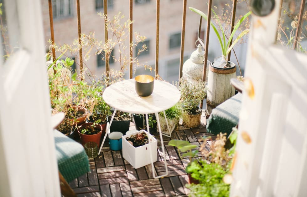 Tiled balcony floor